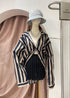 Long Sleeves Strip Collar Down Shirts